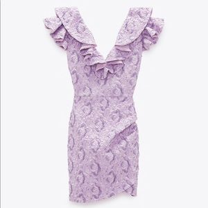 NWT ZARA limited edition ruffle shimmery mini dress